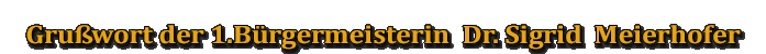Grußwort der 1.Bürgermeisterin  Dr. Sigrid  Meierhofer